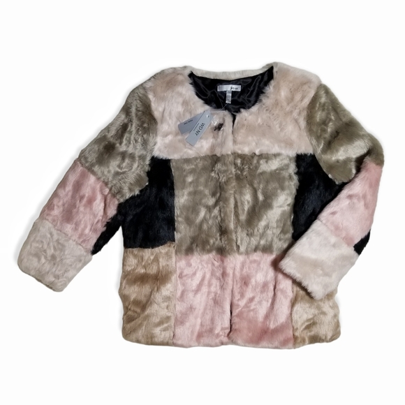 WD NY Faux Fur Pink and Beige Jacket Woman Size XL - Picture 6 of 8